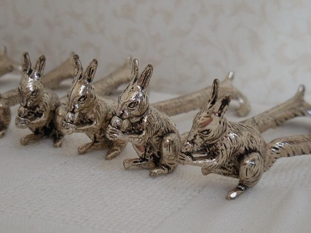 希少 カトラリーレスト 箸置き リス どんぐり アンティーク ６ケ　カナダ購入