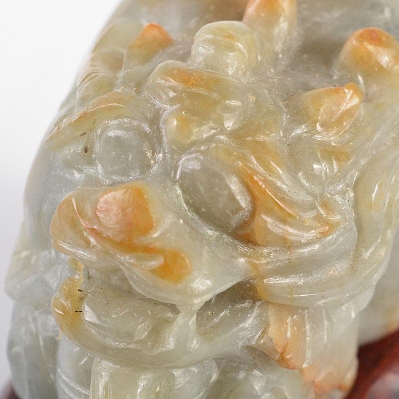 中国 玉石彫刻 神獣 紙鎮 置物 唐木台付 C R5414 - メルカリ