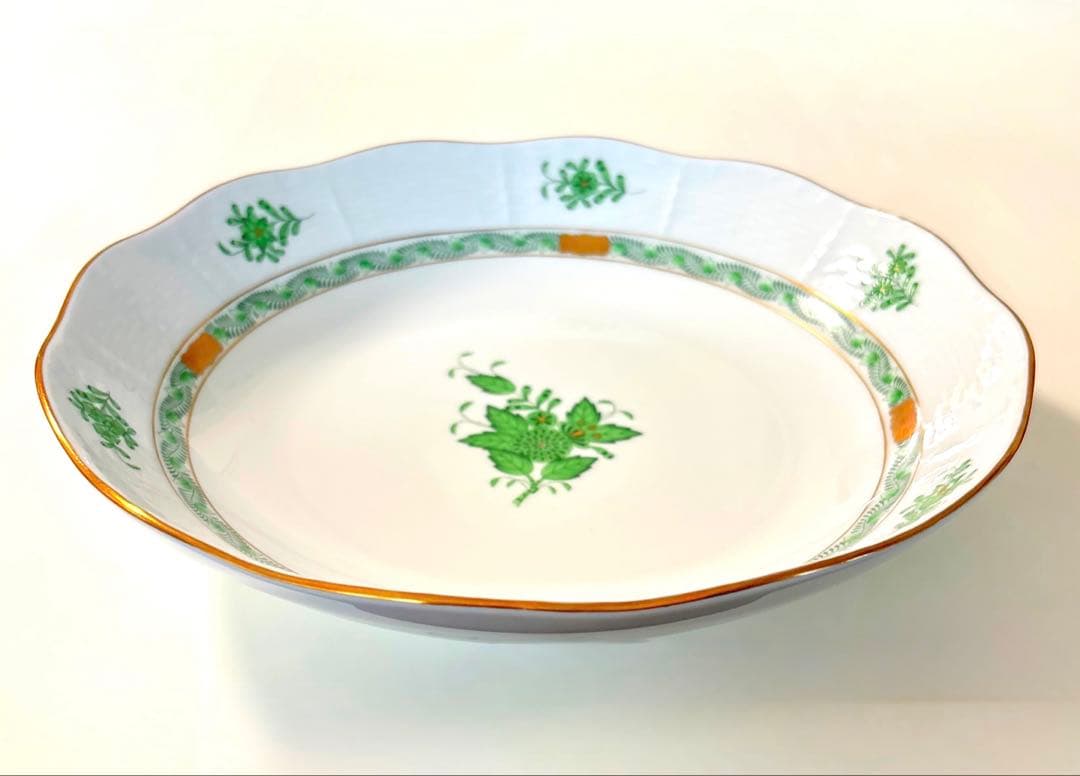 ヘレンド HEREND アポニー グリーン 25.5cm 深さ5.5cm 深皿