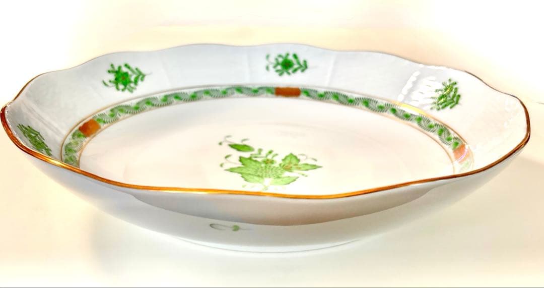 ヘレンド HEREND アポニー グリーン 25.5cm 深さ5.5cm 深皿