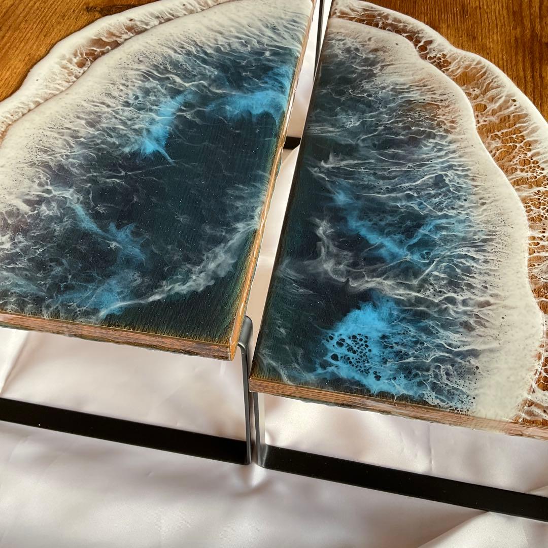 2台セット スパイラルラック レジンアート 木製 オーシャンレジン