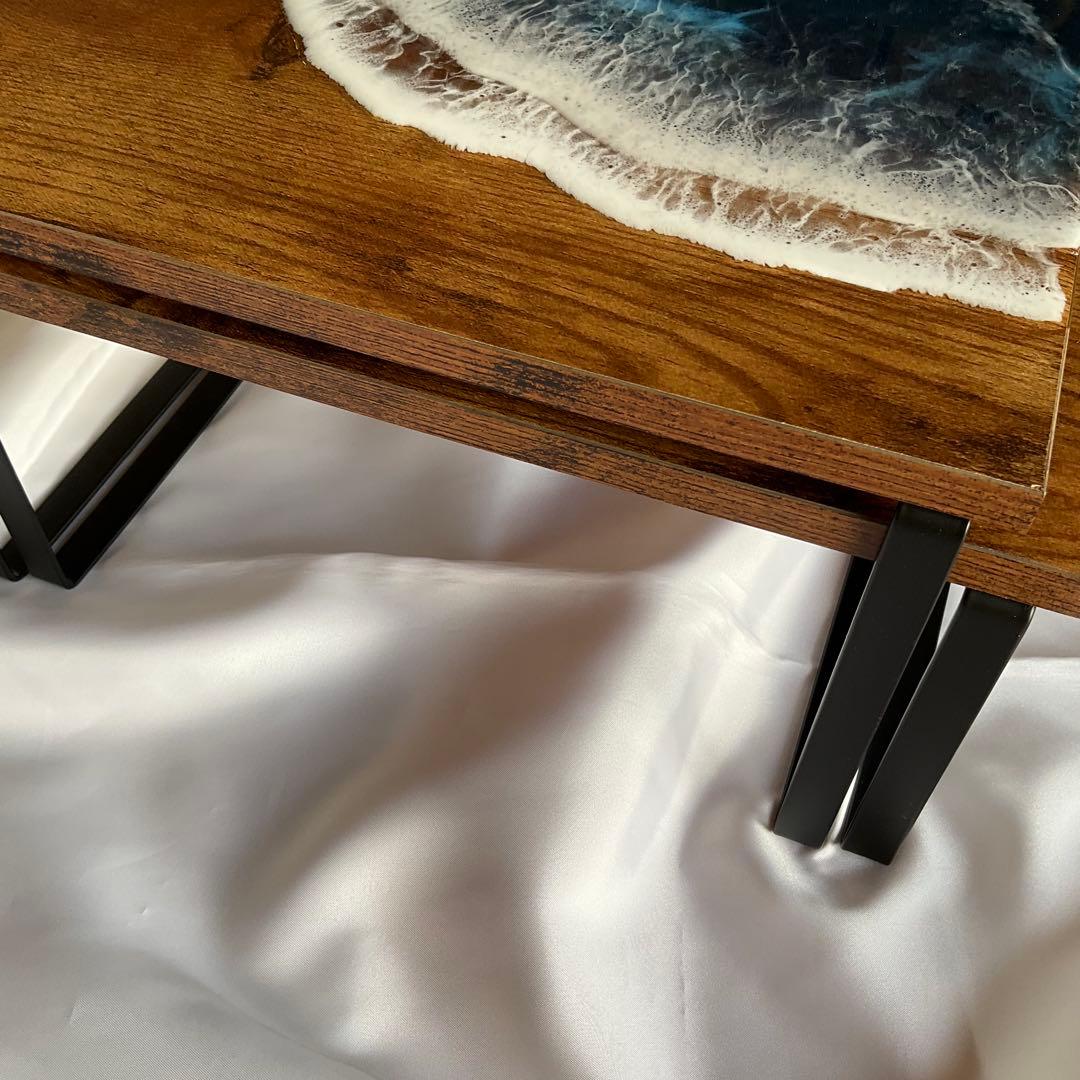 2台セット スパイラルラック レジンアート 木製 オーシャンレジン