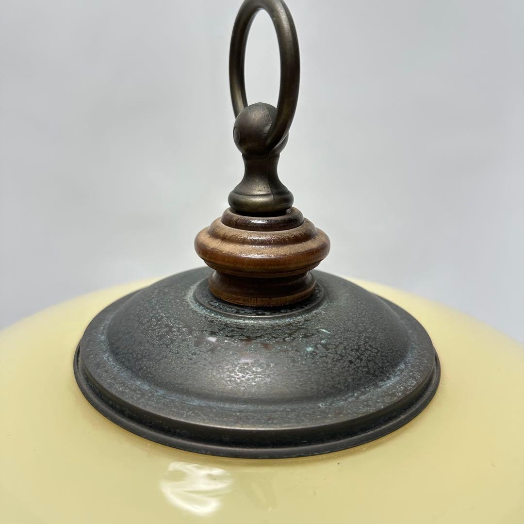 イタリア製　花柄　イエローグラスランプ3灯　ローズ　アンティーク　輸入品