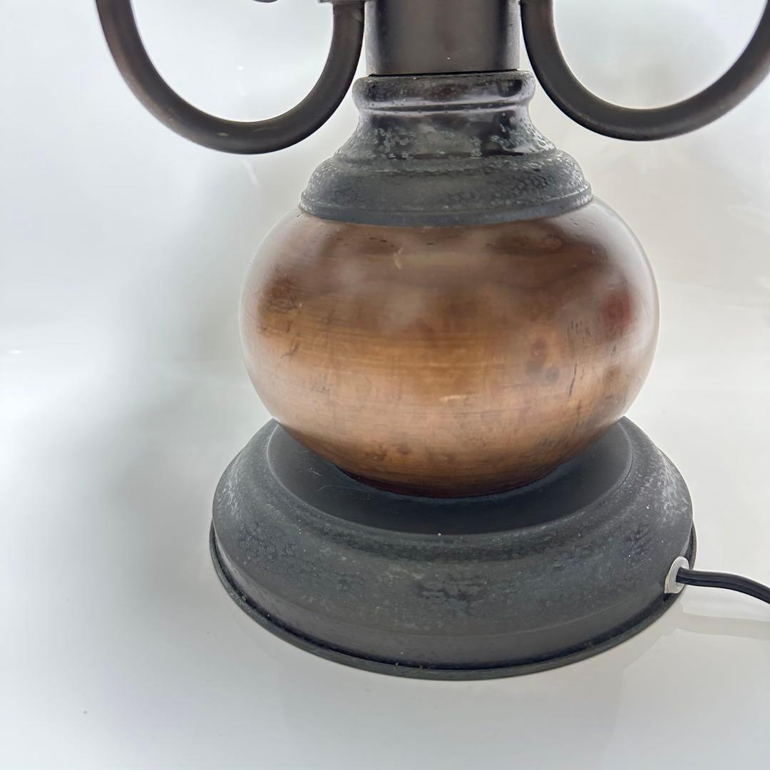 イタリア製　花柄　イエローグラスランプ3灯　ローズ　アンティーク　輸入品