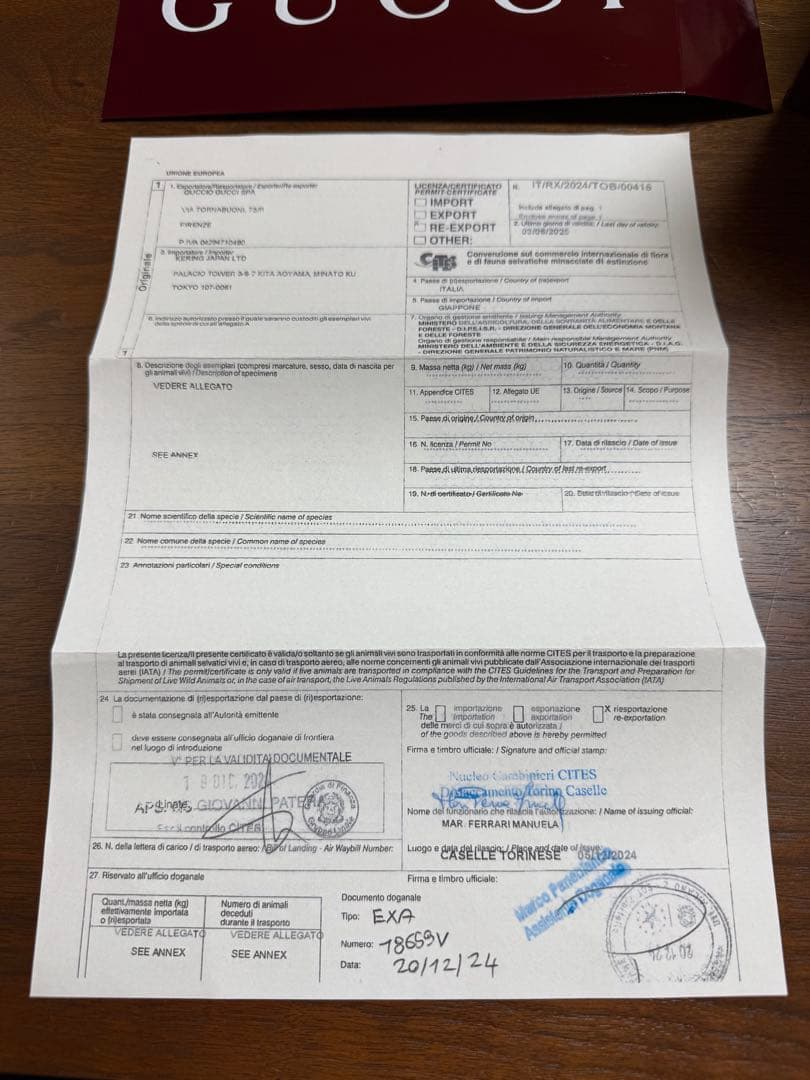 GUCCI パイソン バンブー付きジッブアラウンドウォレット