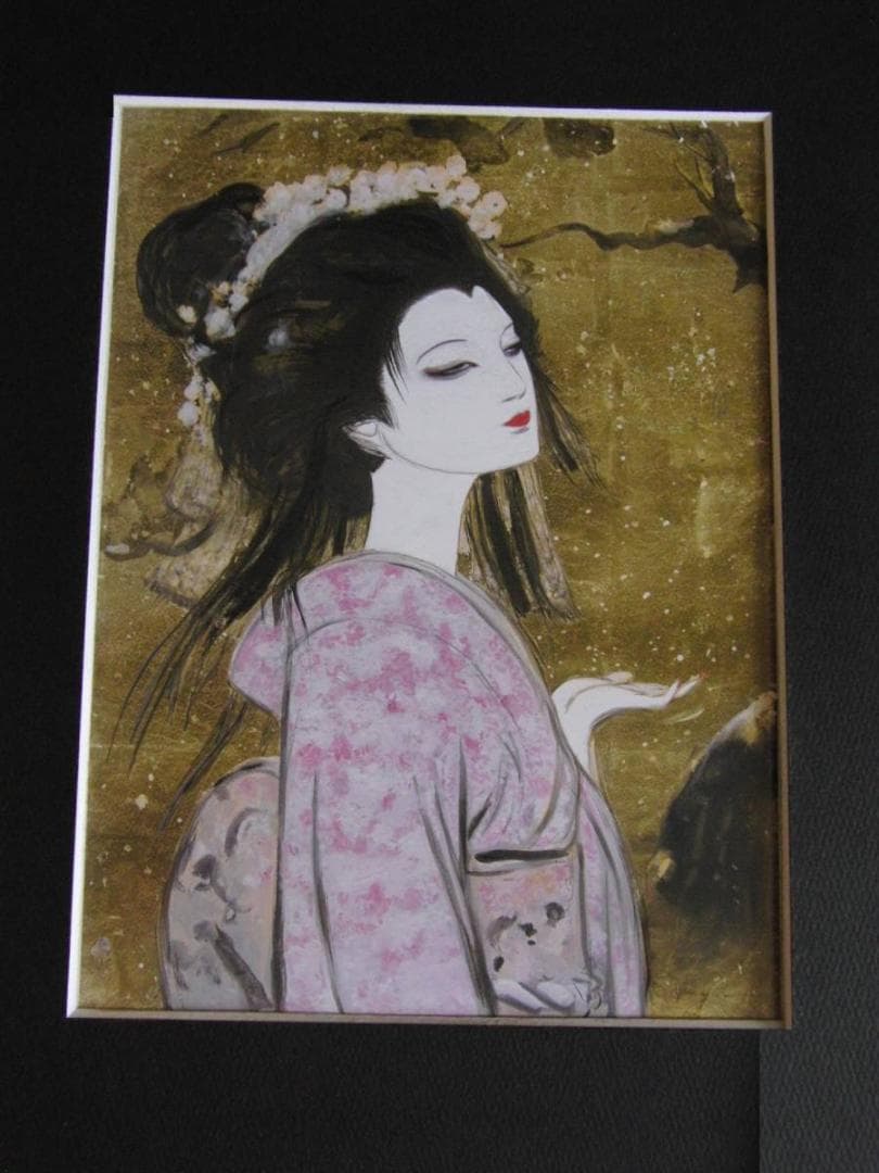 天野喜孝、【桜雪】、希少な額装用画集より、厳選、新品額装、マット