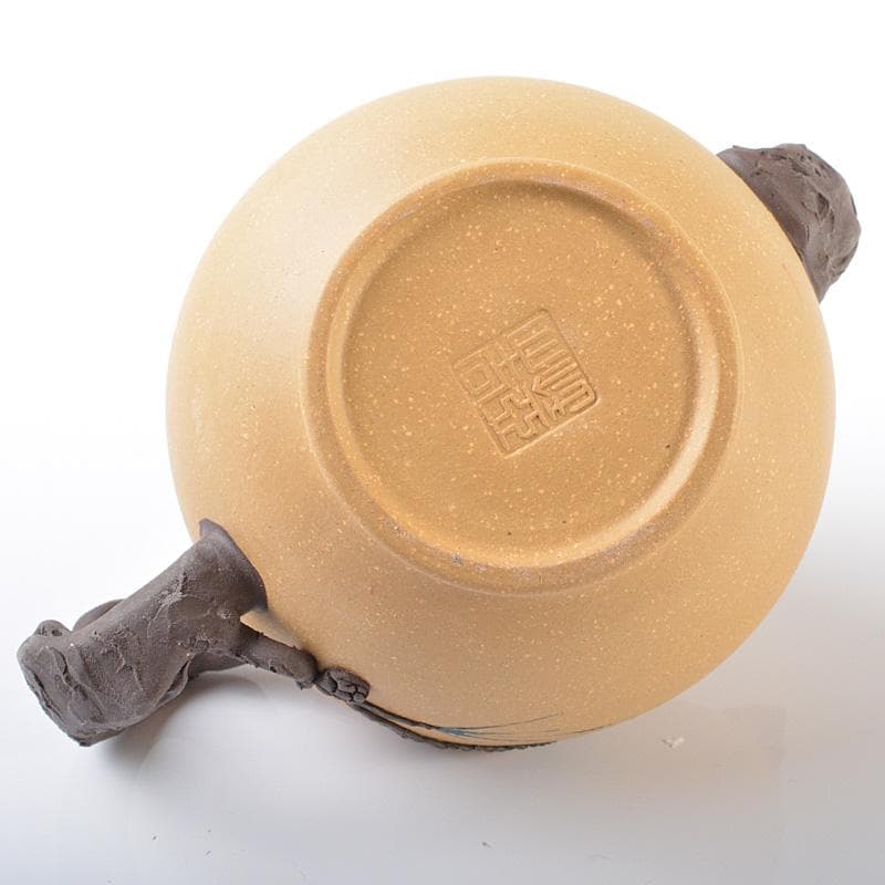 中国 紫砂 黄泥 松文 急須 茶壷 在銘 C R6221