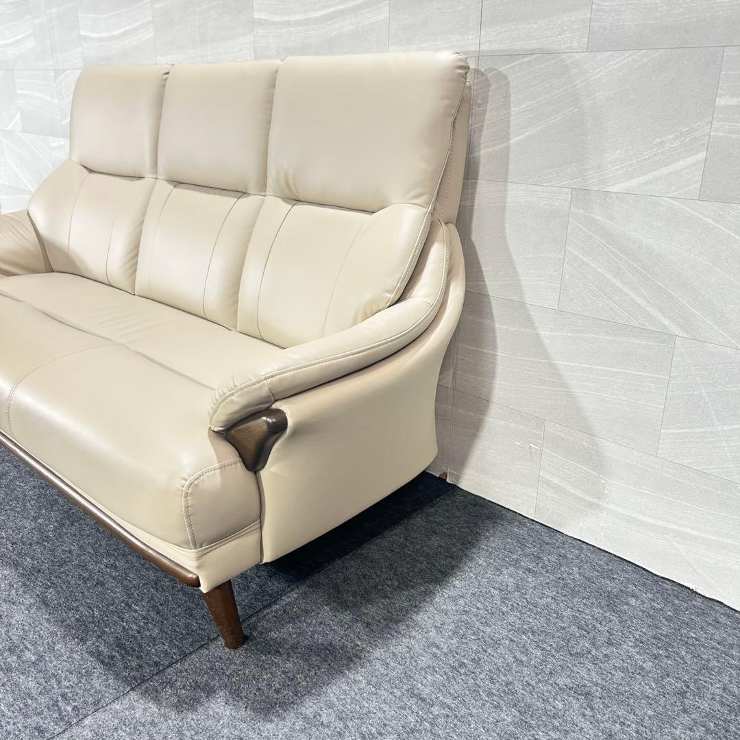 nitori 3人用ソファ コウテイ 革張りソファ オットマン d5207