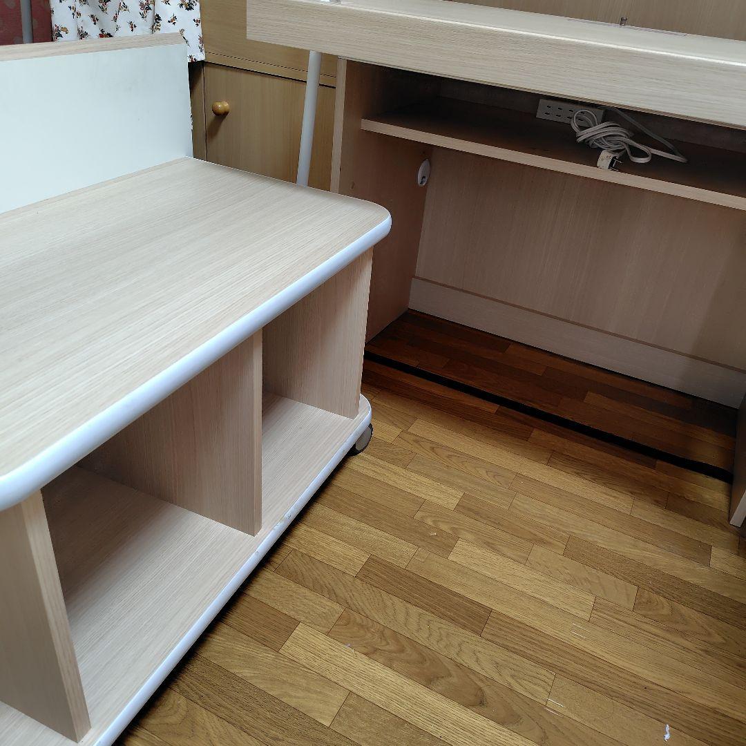 【パモウナ】木製パソコンデスク用ベンチチェスト収納 （セット商品）