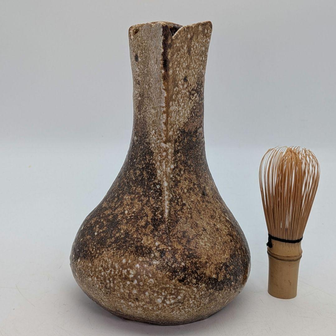 井出克幸 焼〆瓶 共箱共布栞 花瓶 花入 花器 フラワーベース 置物 花生 茶陶