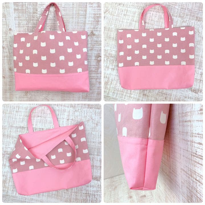 入園入学グッズ 《ねこ×ピンク》レッスンバッグ 体操服袋 くつ袋 お弁当袋