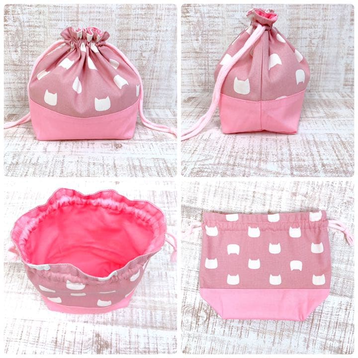 入園入学グッズ 《ねこ×ピンク》レッスンバッグ 体操服袋 くつ袋 お弁当袋