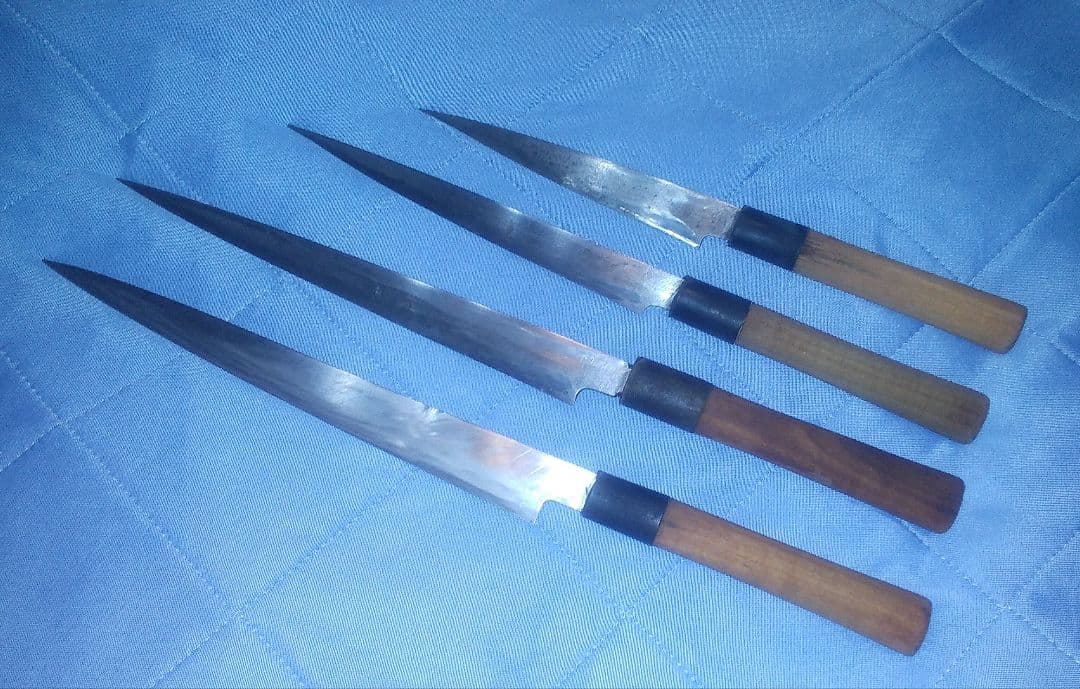 柳刃包丁 4本セット ステンレス製 メーカー不明　中古