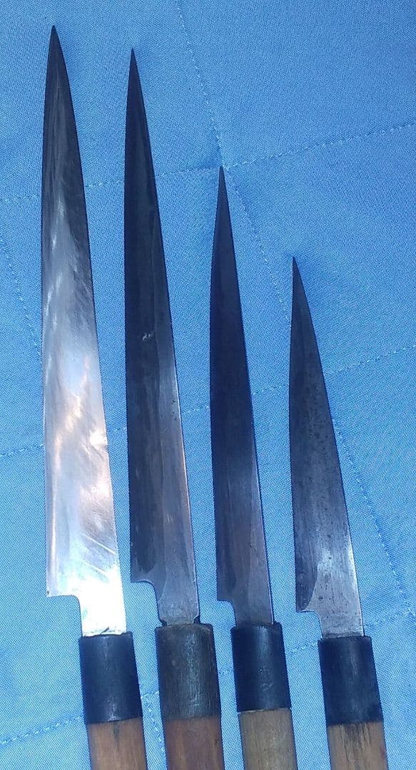 柳刃包丁 4本セット ステンレス製 メーカー不明　中古