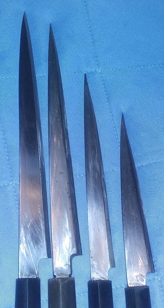 柳刃包丁 4本セット ステンレス製 メーカー不明　中古