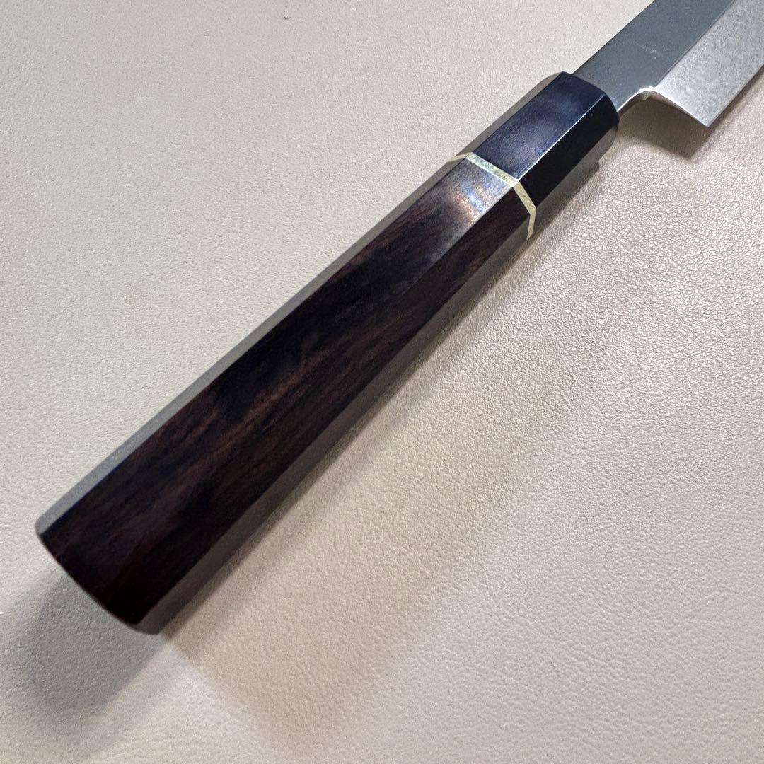 270mm柳刃包丁 鏡面　黒檀水牛八角柄 全鋼 和包丁'「鞘付き」