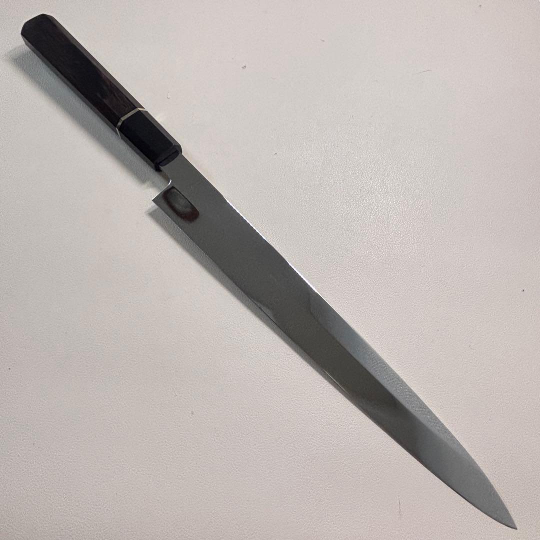 270mm柳刃包丁 鏡面　黒檀水牛八角柄 全鋼 和包丁'「鞘付き」