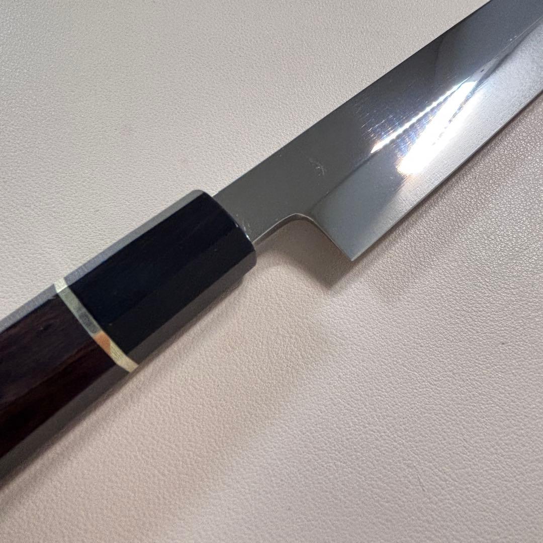 270mm柳刃包丁 鏡面　黒檀水牛八角柄 全鋼 和包丁'「鞘付き」