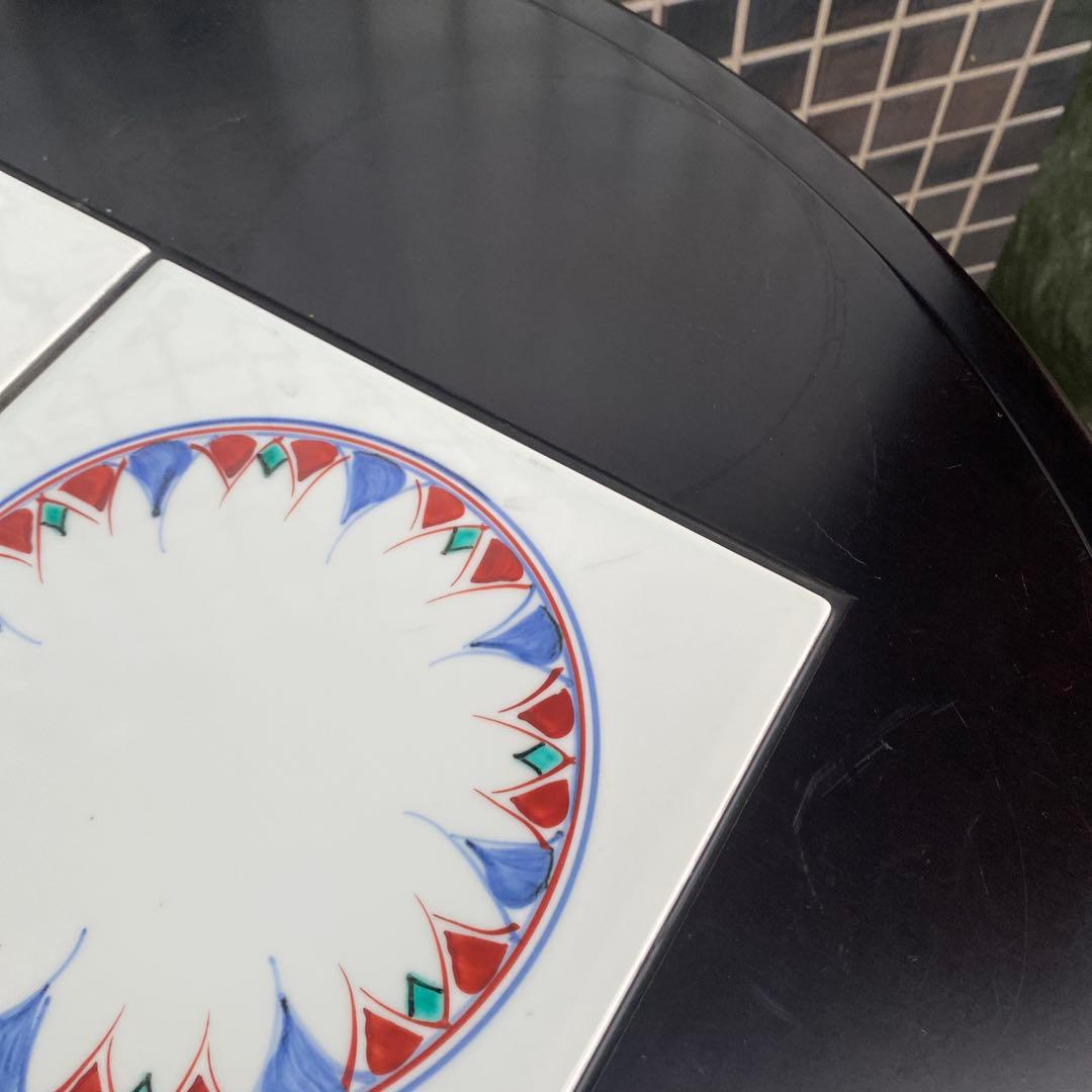 モリシゲ メヌエット 丸テーブル タイル張り 漆塗り 高級家具 インテリア