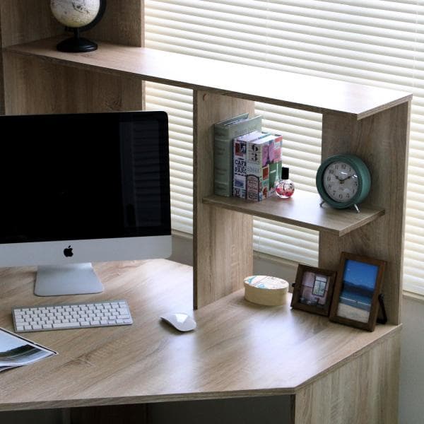 《新品・送料無料》パソコンデスク L字型 コーナー デスク 机 オーク