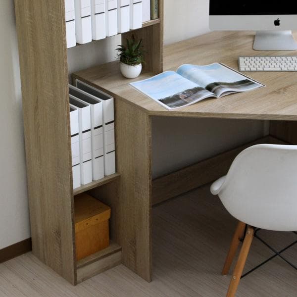 《新品・送料無料》パソコンデスク L字型 コーナー デスク 机 オーク