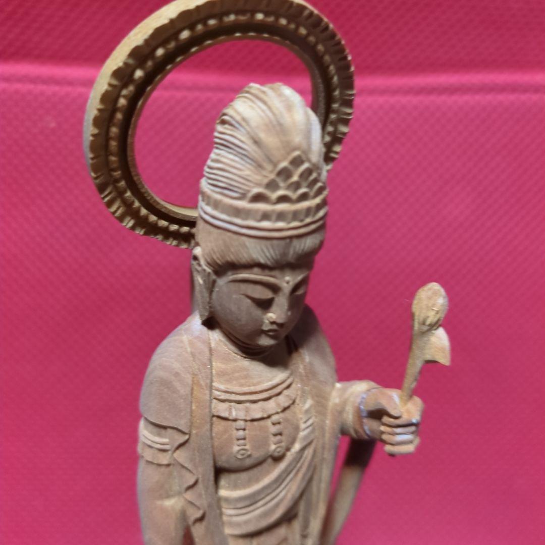 聖観音18.5センチ木彫り