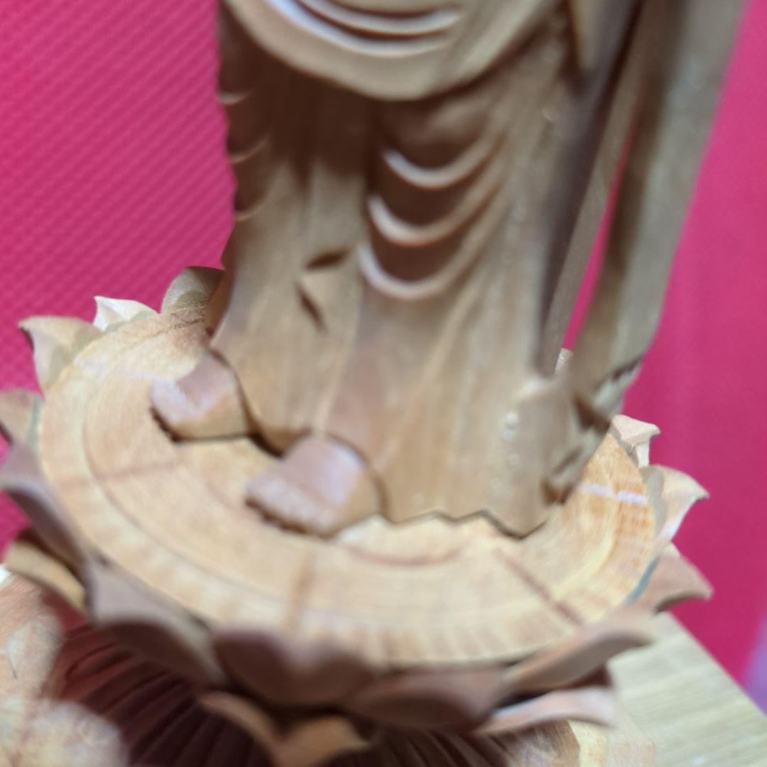 聖観音18.5センチ木彫り