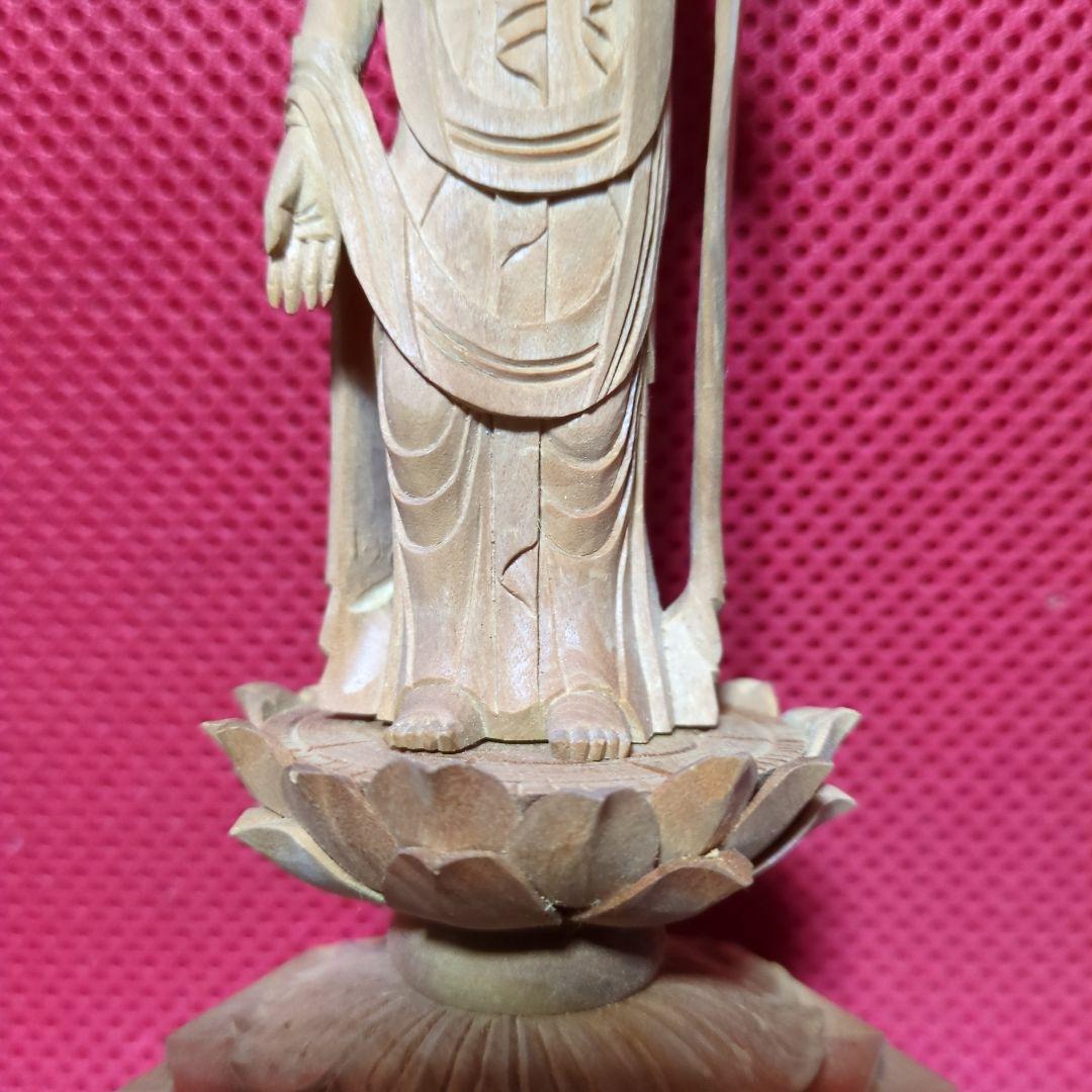 聖観音18.5センチ木彫り
