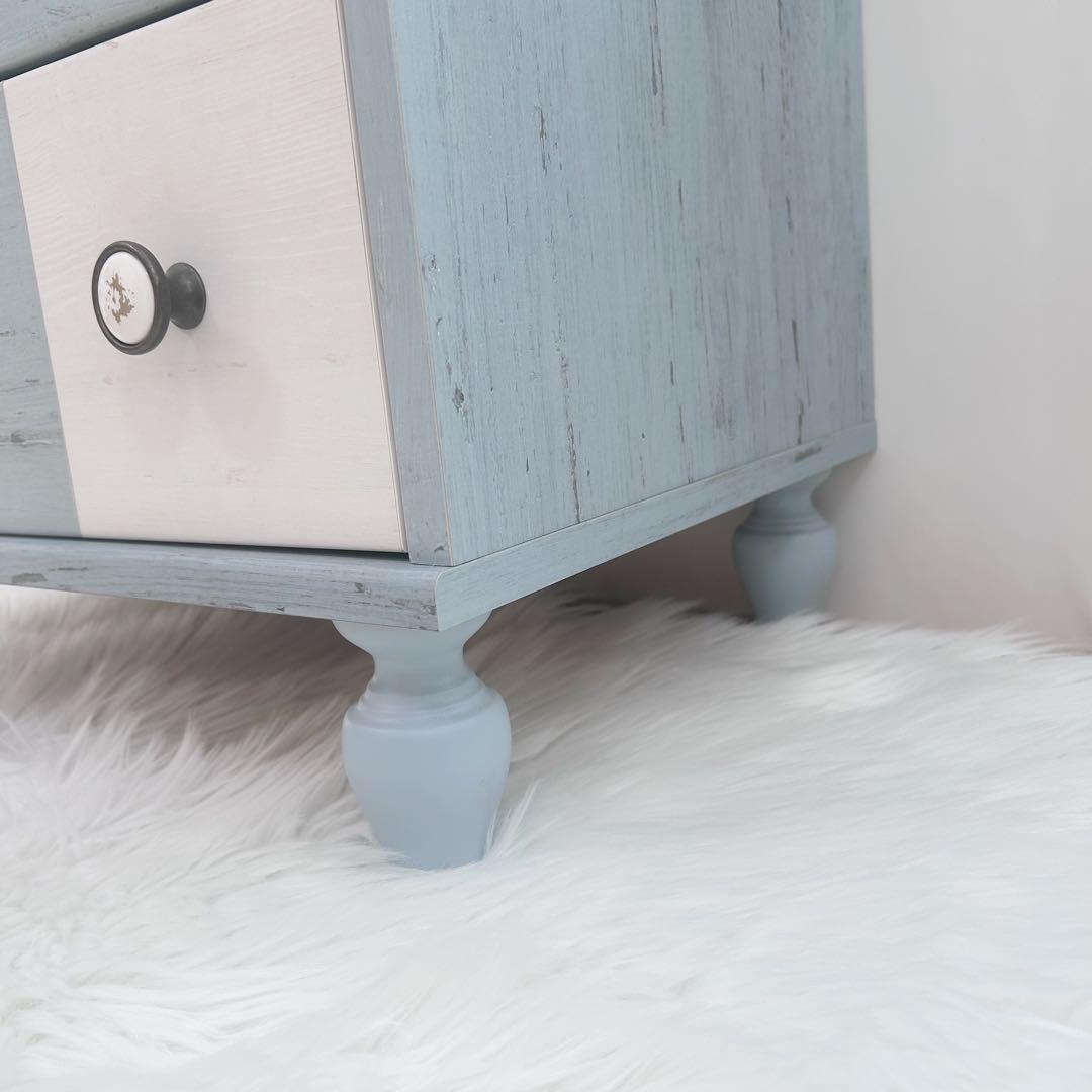 白井産業　フレンチシャビー チェスト　フレンチカントリー　ペールブルー　北欧