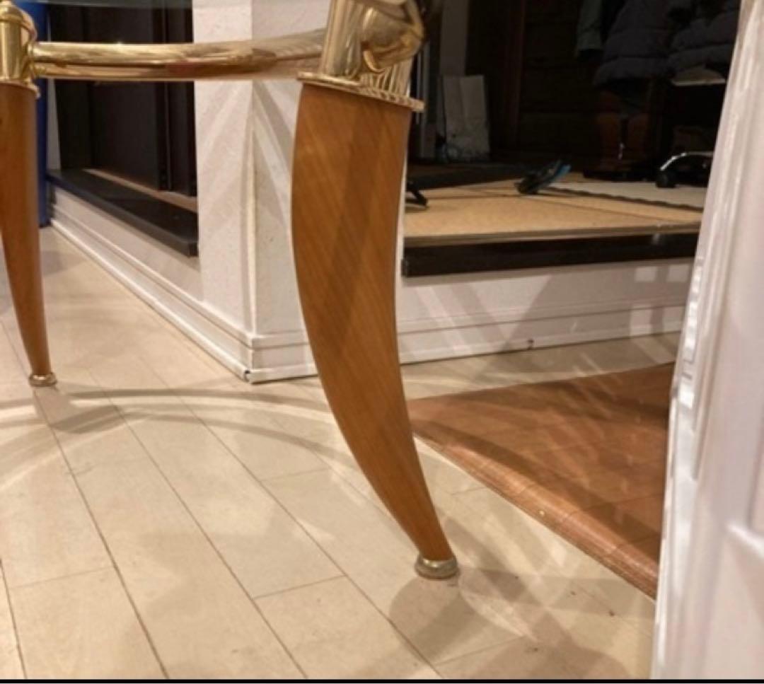 アンティーク、ガラステーブル　楕円形　ローテーブル