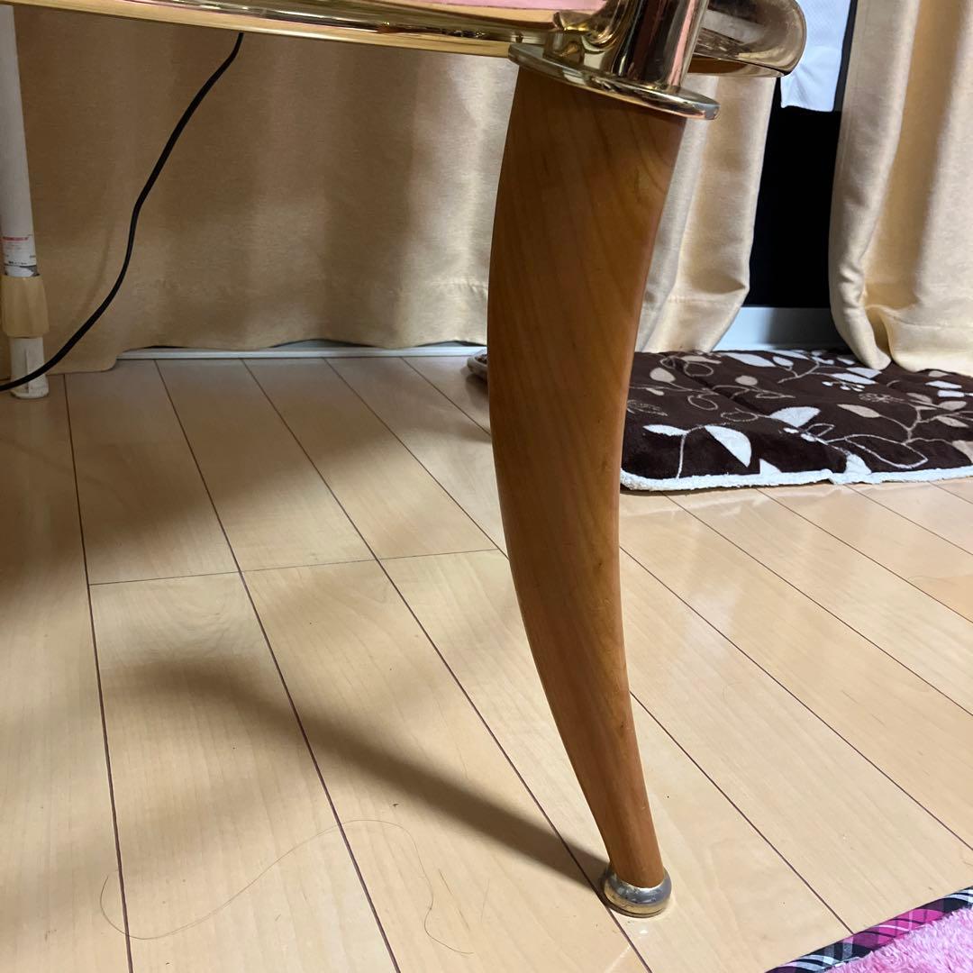 アンティーク、ガラステーブル　楕円形　ローテーブル