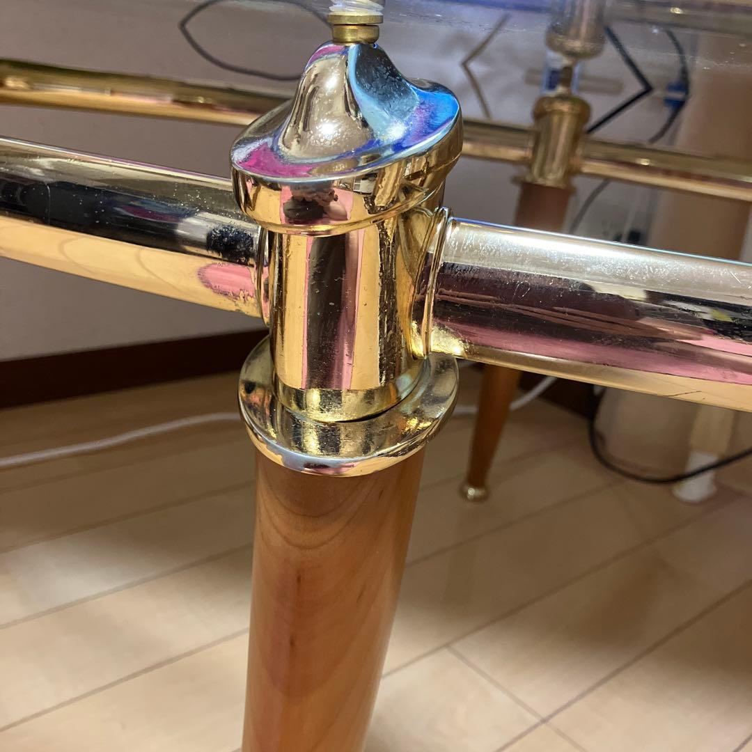 アンティーク、ガラステーブル　楕円形　ローテーブル