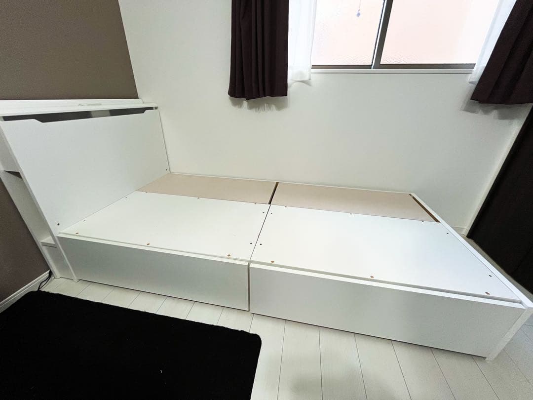 ニトリ コンソン シングルベッド ホワイト 照明付き コンセント付き 収納付き