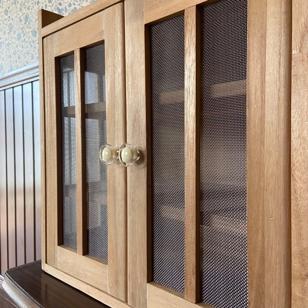 昭和レトロ　蝿帳　保管棚　小物棚　桐製　天然木　ナチュラルな生活　美品