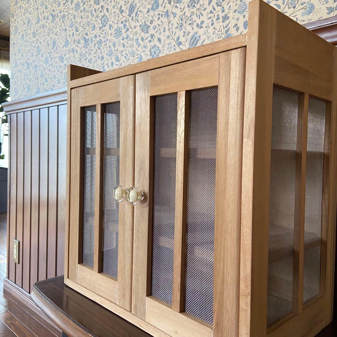 昭和レトロ　蝿帳　保管棚　小物棚　桐製　天然木　ナチュラルな生活　美品