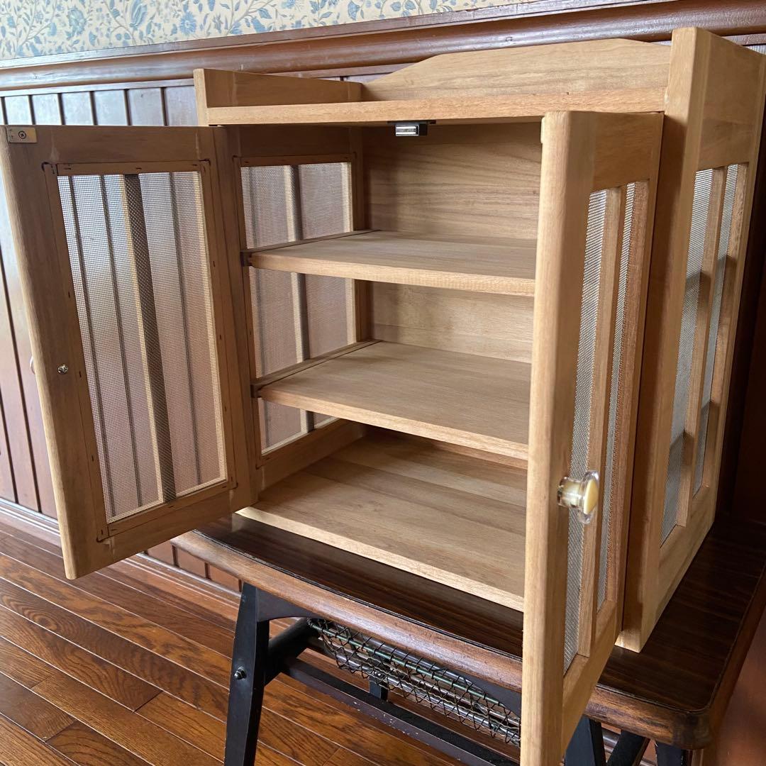 昭和レトロ　蝿帳　保管棚　小物棚　桐製　天然木　ナチュラルな生活　美品