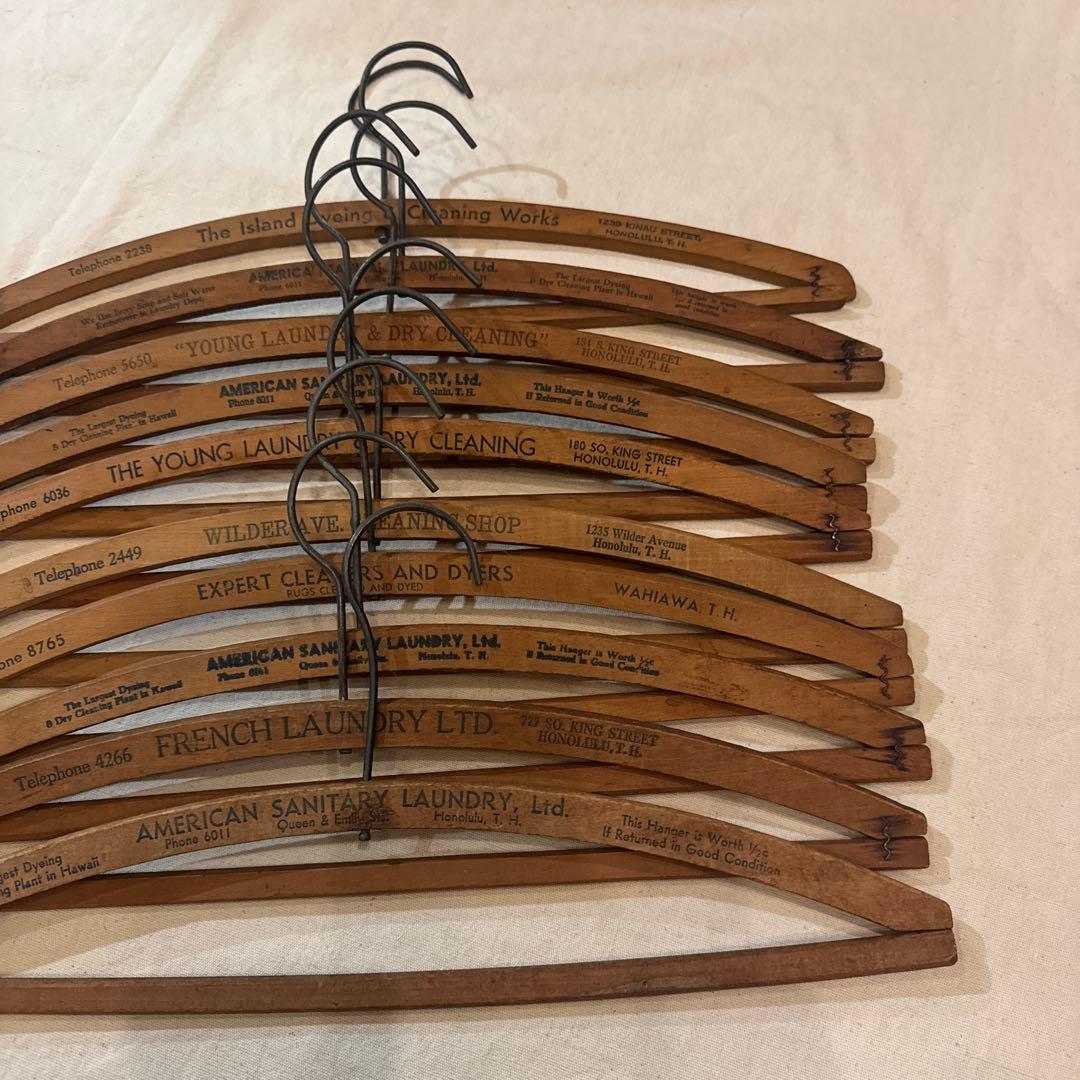40s VINTAGE HANGER ヴィンテージハンガー バー付 字入 SET