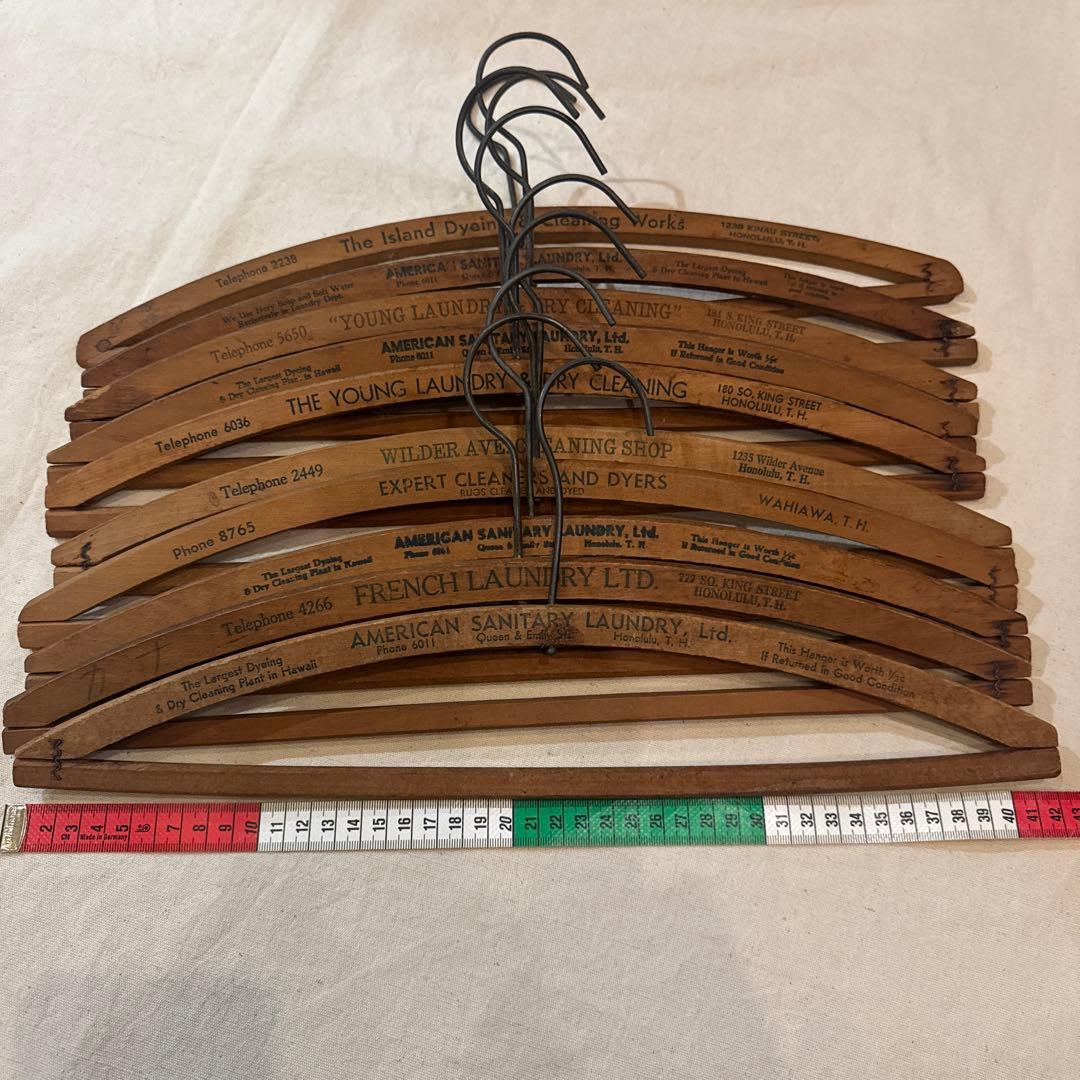 40s VINTAGE HANGER ヴィンテージハンガー バー付 字入 SET