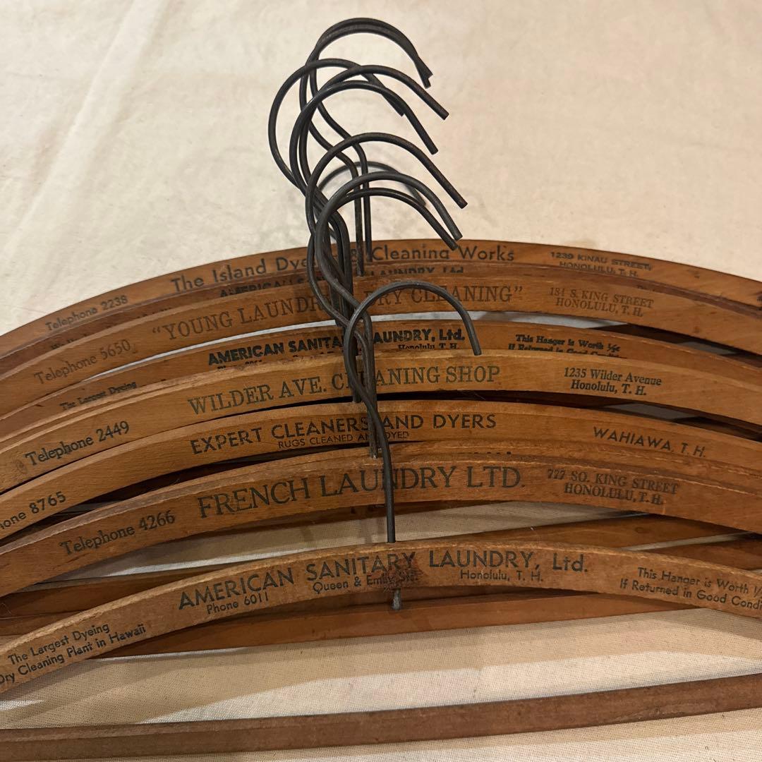 40s VINTAGE HANGER ヴィンテージハンガー バー付 字入 SET