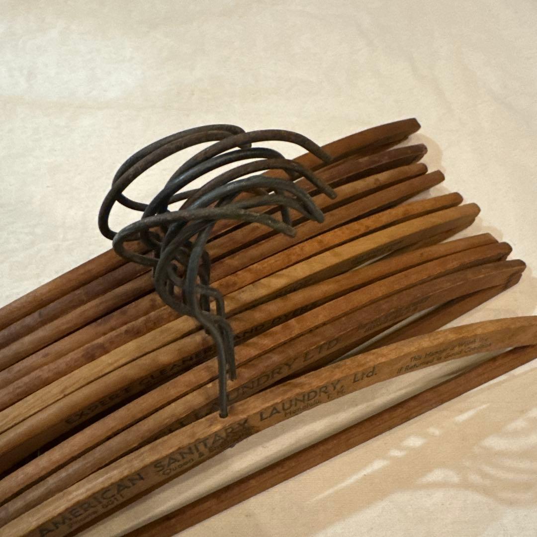 40s VINTAGE HANGER ヴィンテージハンガー バー付 字入 SET