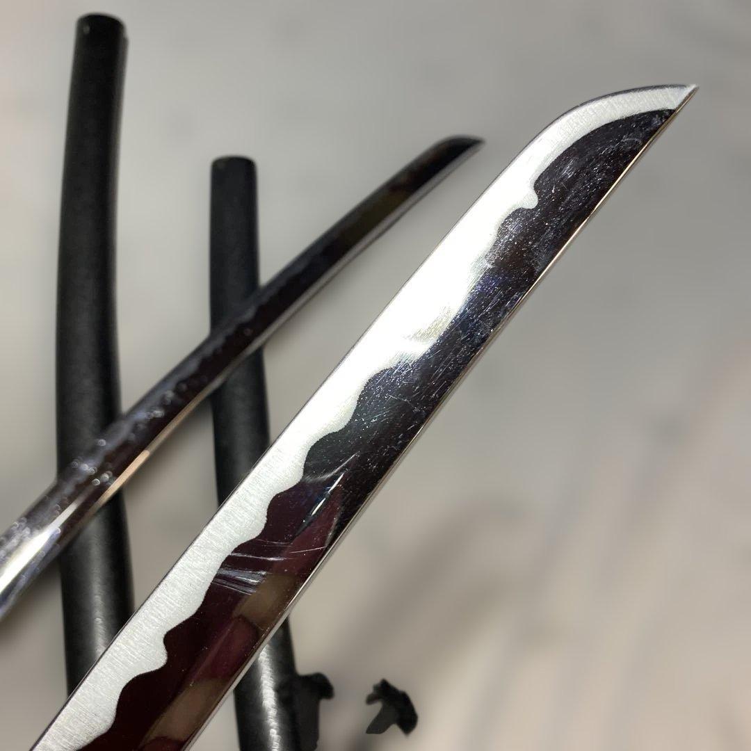 割安模造刀大小2本 黒柄 雲龍楕円鍔 黒梨地鞘 - メルカリ