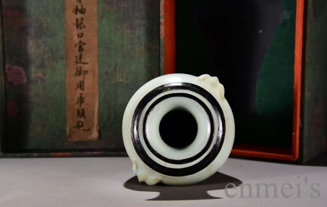 中国古美術・宋汝窯・天青釉梅瓶・青磁・唐物・箱付・文房置物・時代物・古陶磁・花瓶