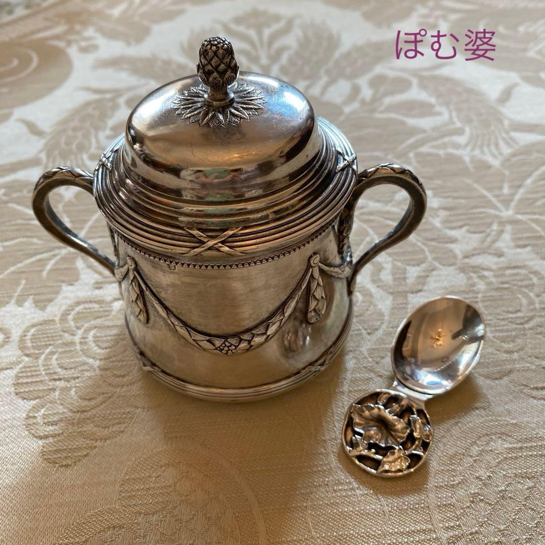 【英国／純銀】ティーキャディースプーン／シュガースプーン「朝顔」