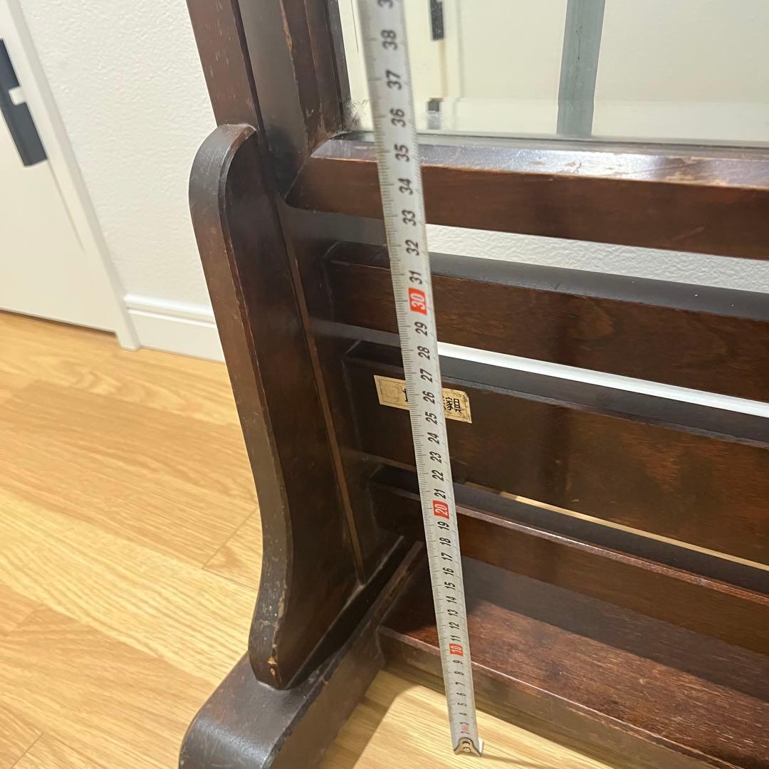 北海道民芸家具 スタンドミラー 姿見 全身鏡 鏡台 木製 アンティーク調