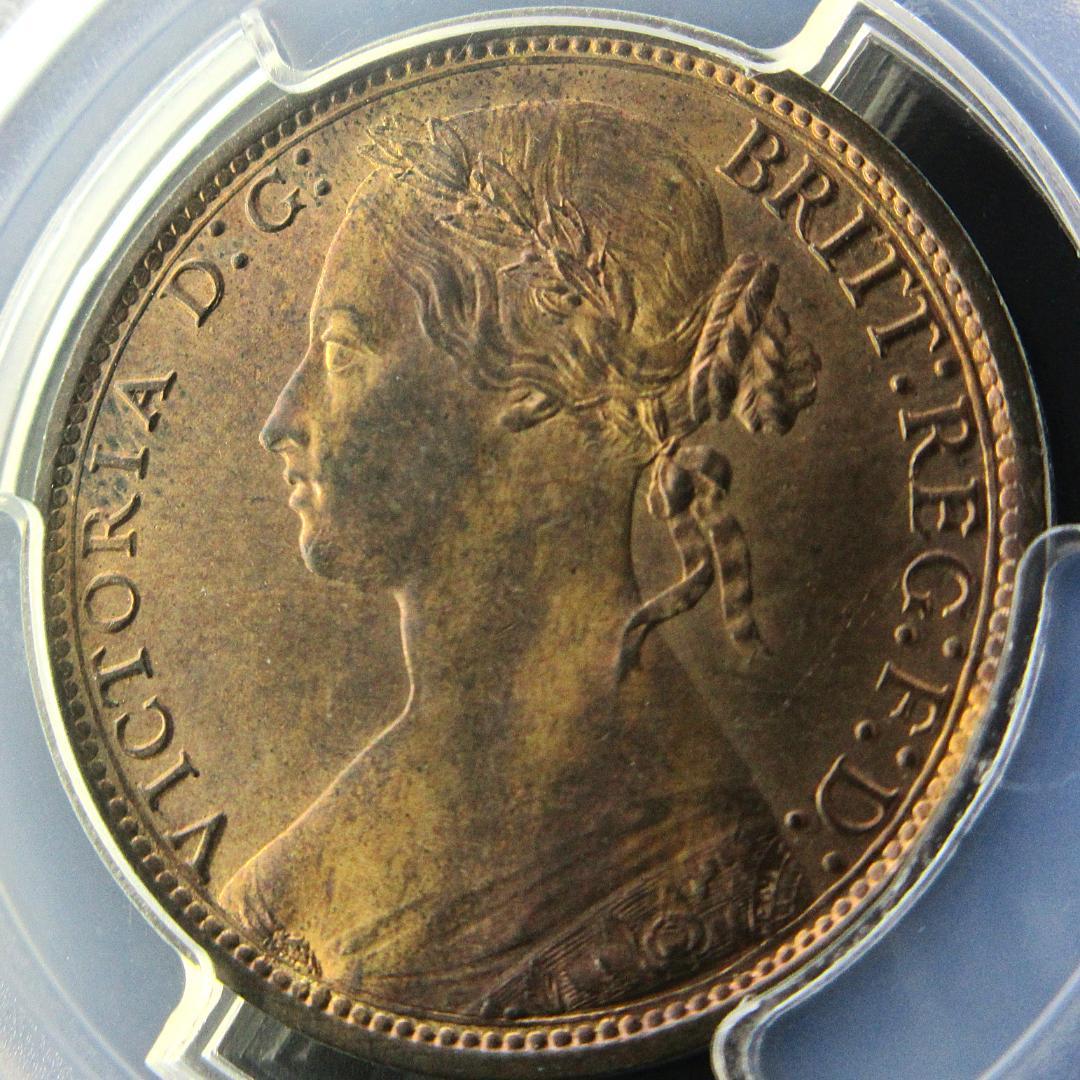 1877 イギリス ペニー 銅貨 PCGS ヴィクトリア女王 アンティーク