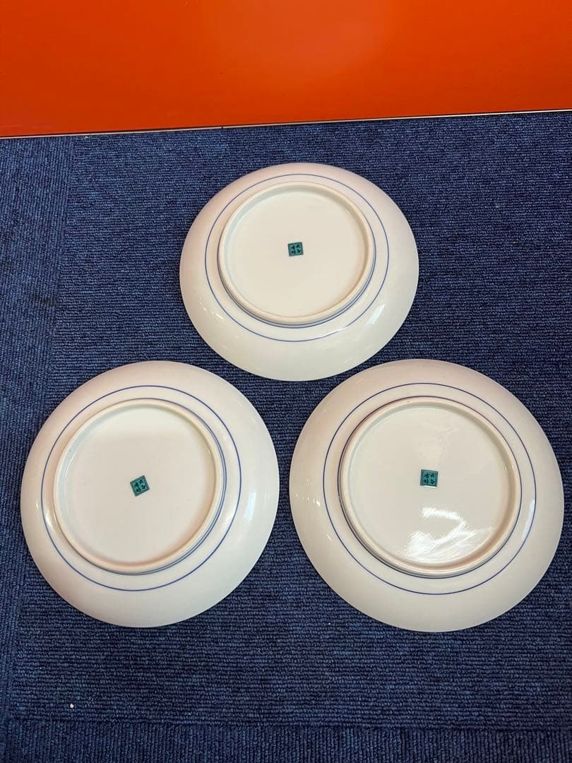 1322 九谷焼　草花文　皿　3客　未使用