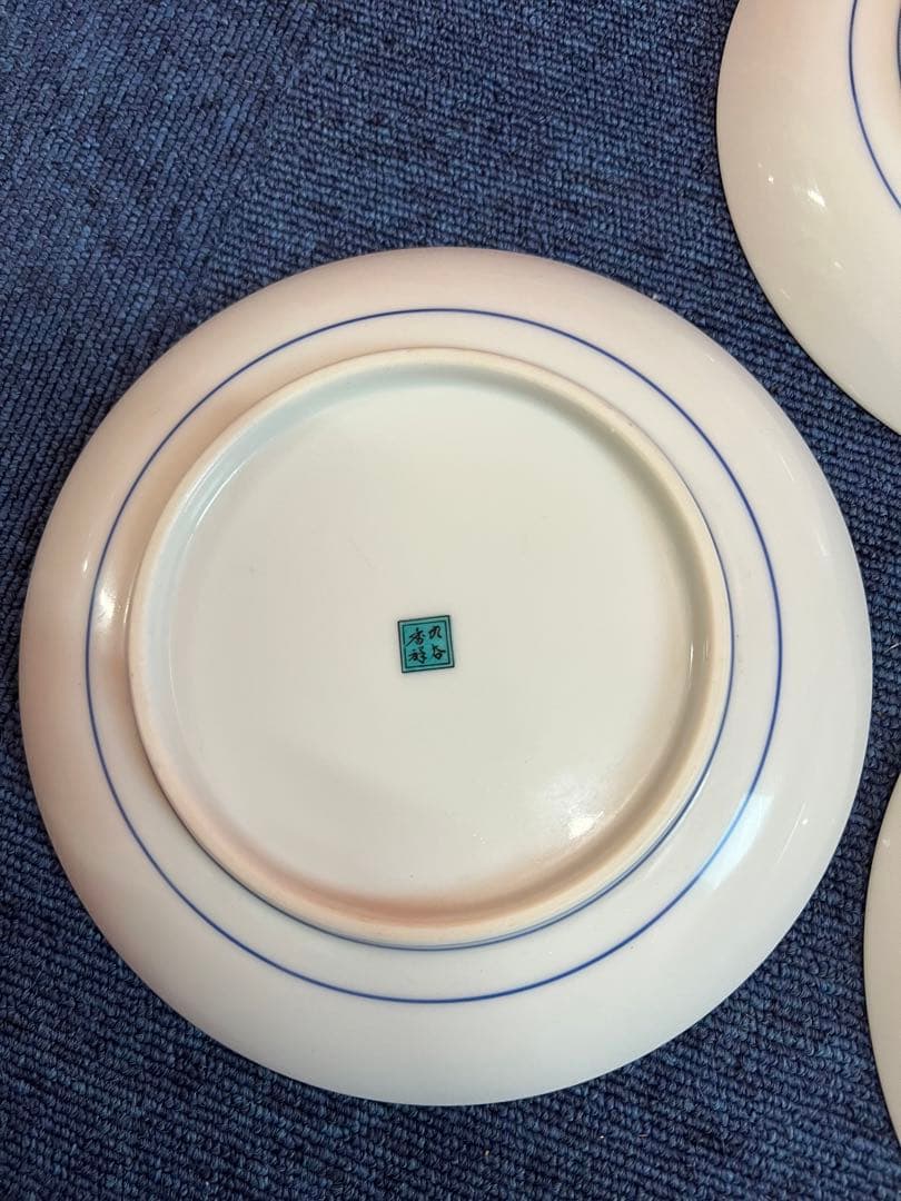 1322 九谷焼　草花文　皿　3客　未使用