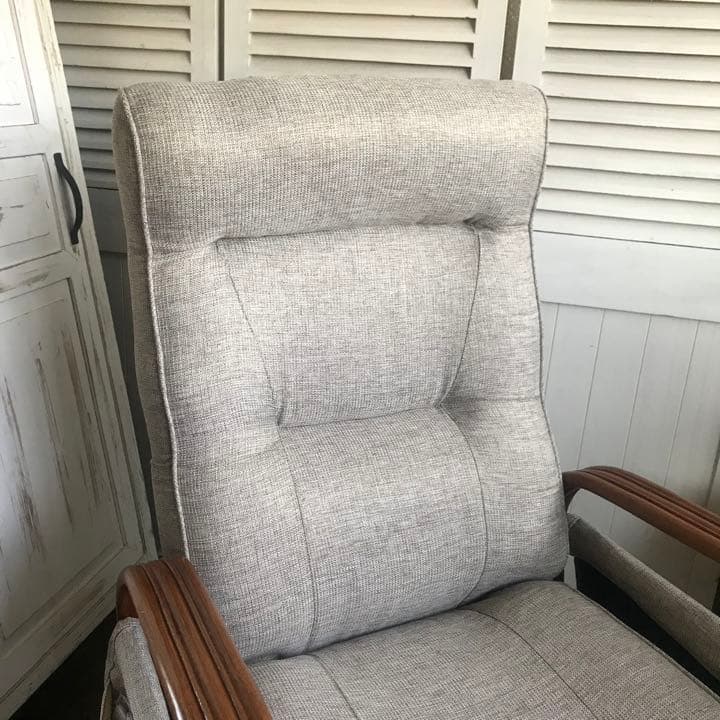 籐 フット付きリクライニング　回転座椅子 ラタン