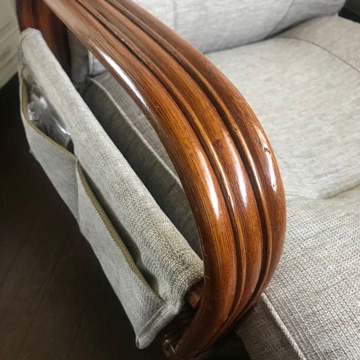 籐 フット付きリクライニング　回転座椅子 ラタン