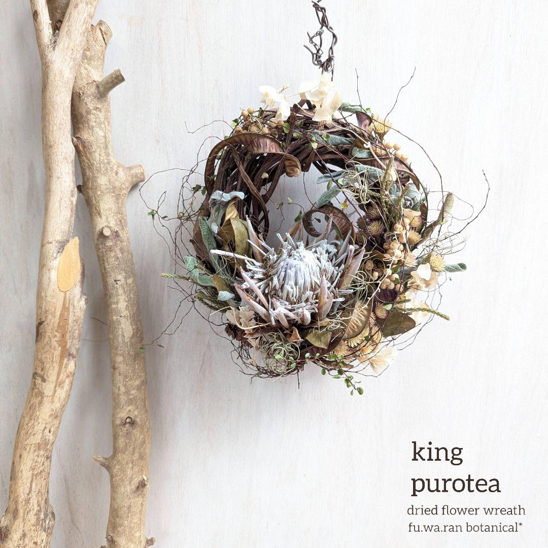 専用＊迎春2026＊キングプロテア　アンティーク　水引き鶴付きリース(ドライ)